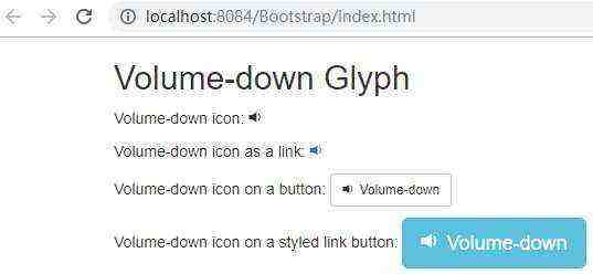 吴裕雄 Bootstrap 前端框架开发——Bootstrap 字体图标(Glyphicons)：glyphicon glyphiconvolumedown