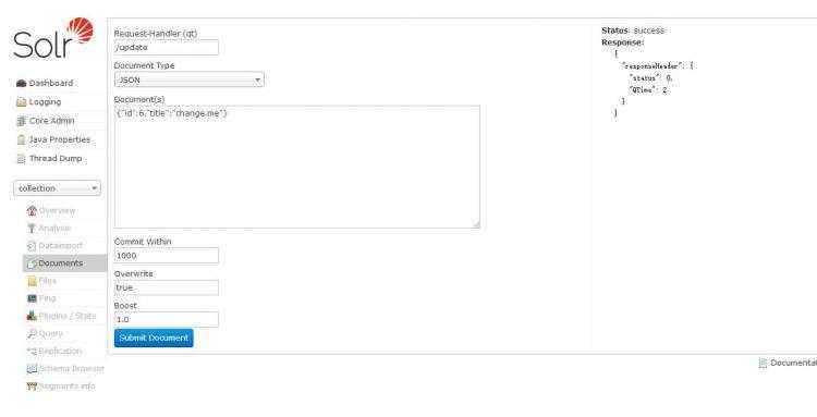 solr后台操作Documents之增删改查