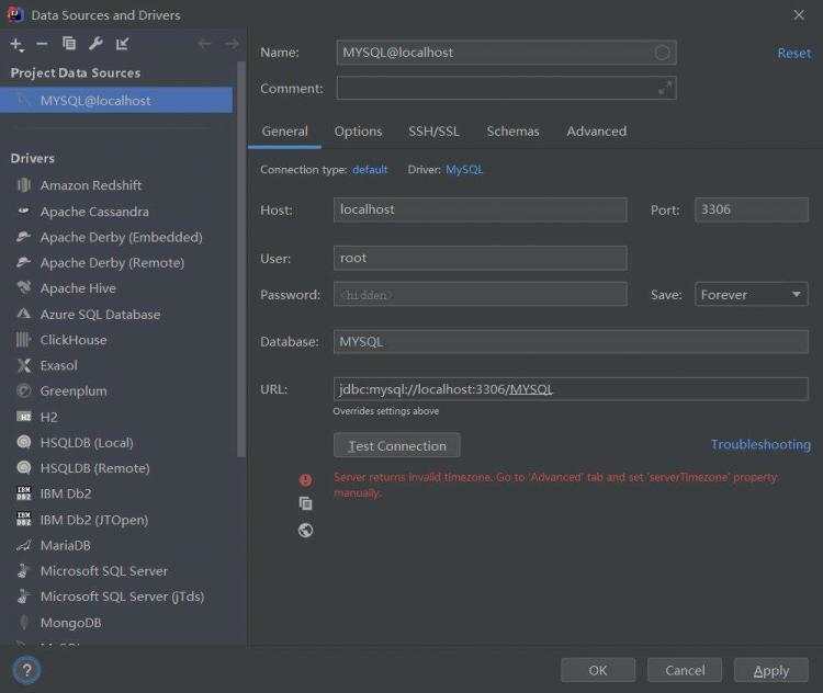 IntelliJ IDEA配置MySQL出现的连接问题