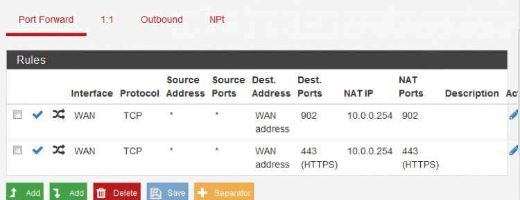 VMWare  ESXi6.7&＃43;pfsense2.3.4&＃xff0c;管理IP基于NAT转发