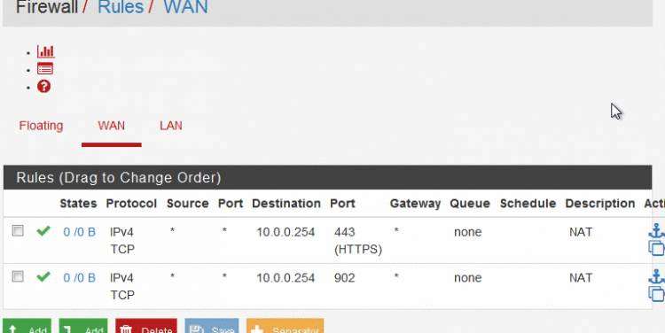 VMWare  ESXi6.7&＃43;pfsense2.3.4&＃xff0c;管理IP基于NAT转发