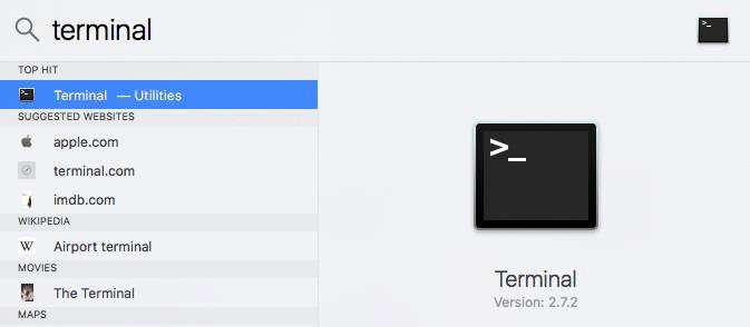 Terminal in Mac OSx