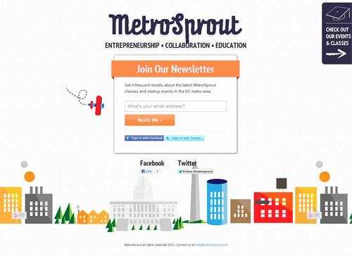 Metro Sprout in 35 Fantastic Examples of Coming Soon Page Design