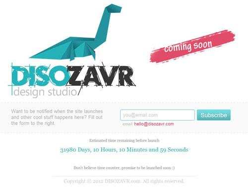 Disozavr Design Studio in 35 Fantastic Examples of Coming Soon Page Design