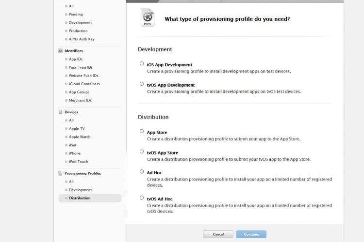 IOS证书申请 PPF provisioning profile Developer Certificate